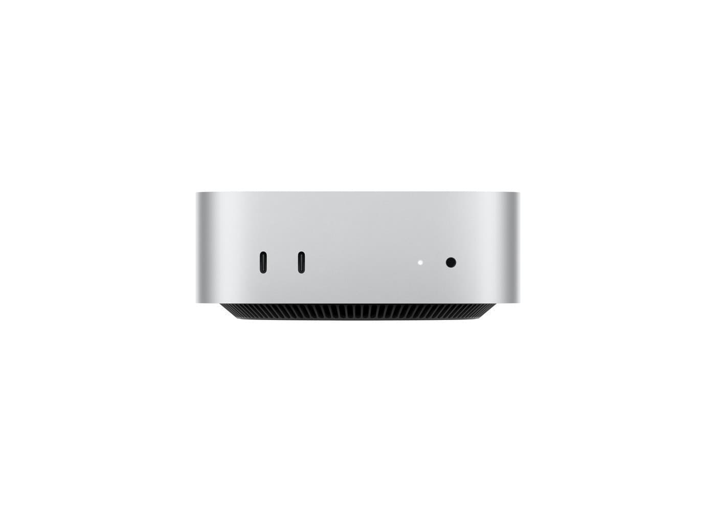 Mac mini با تراشه M6، نمای رسمی جلوی دستگاه سیلور